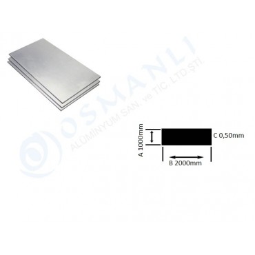 Alüminyum Levha 1000mm x   2000mm  0,50mm